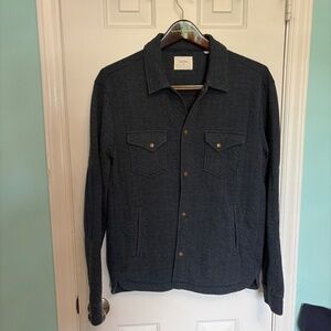Billy Reid Quilted Shirt Jacket Navy Medium Snap Button Overshirt